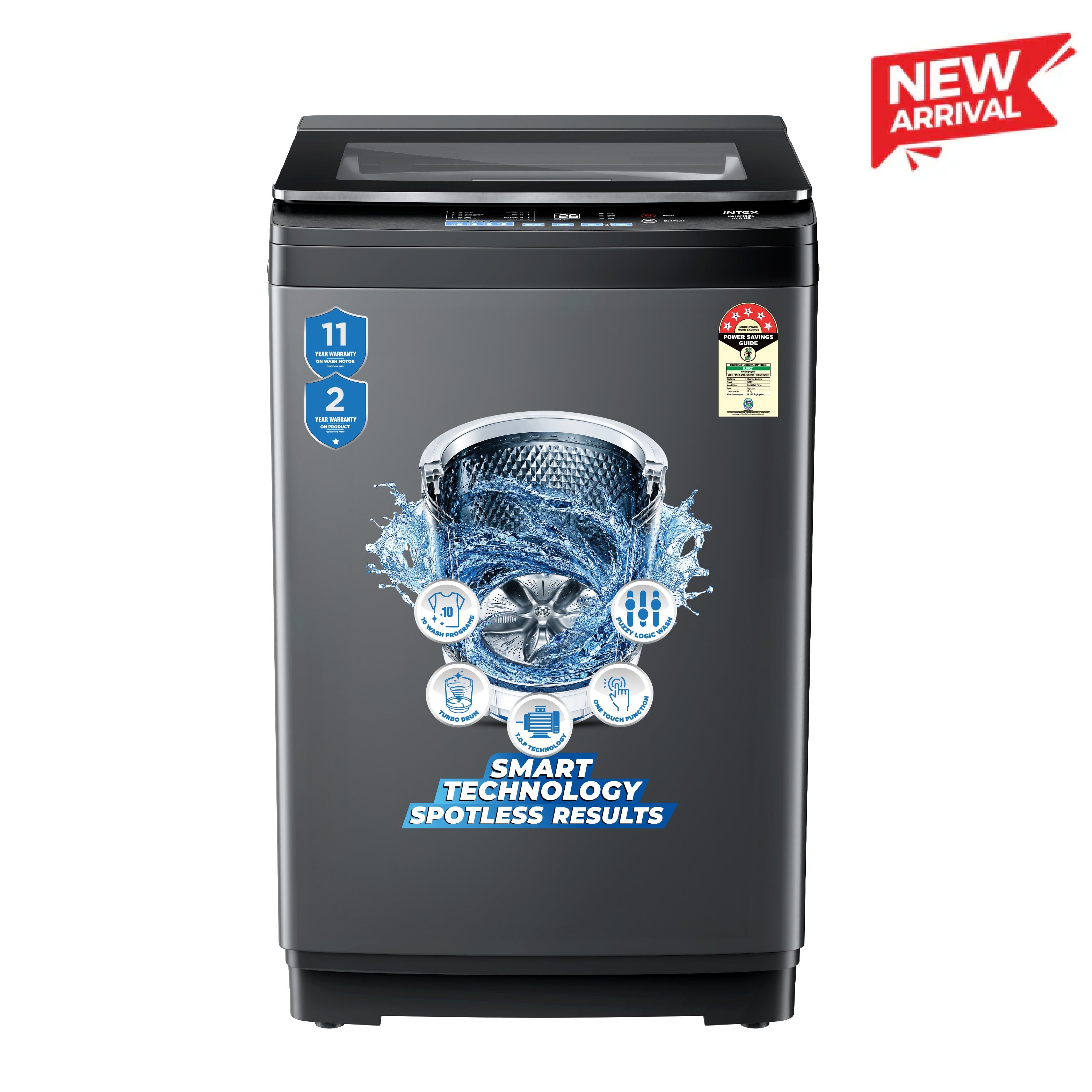 Intex 10 Kg Fully Automatic Top Load Washing Machine FA10BMGL (Metal Body) — Intex