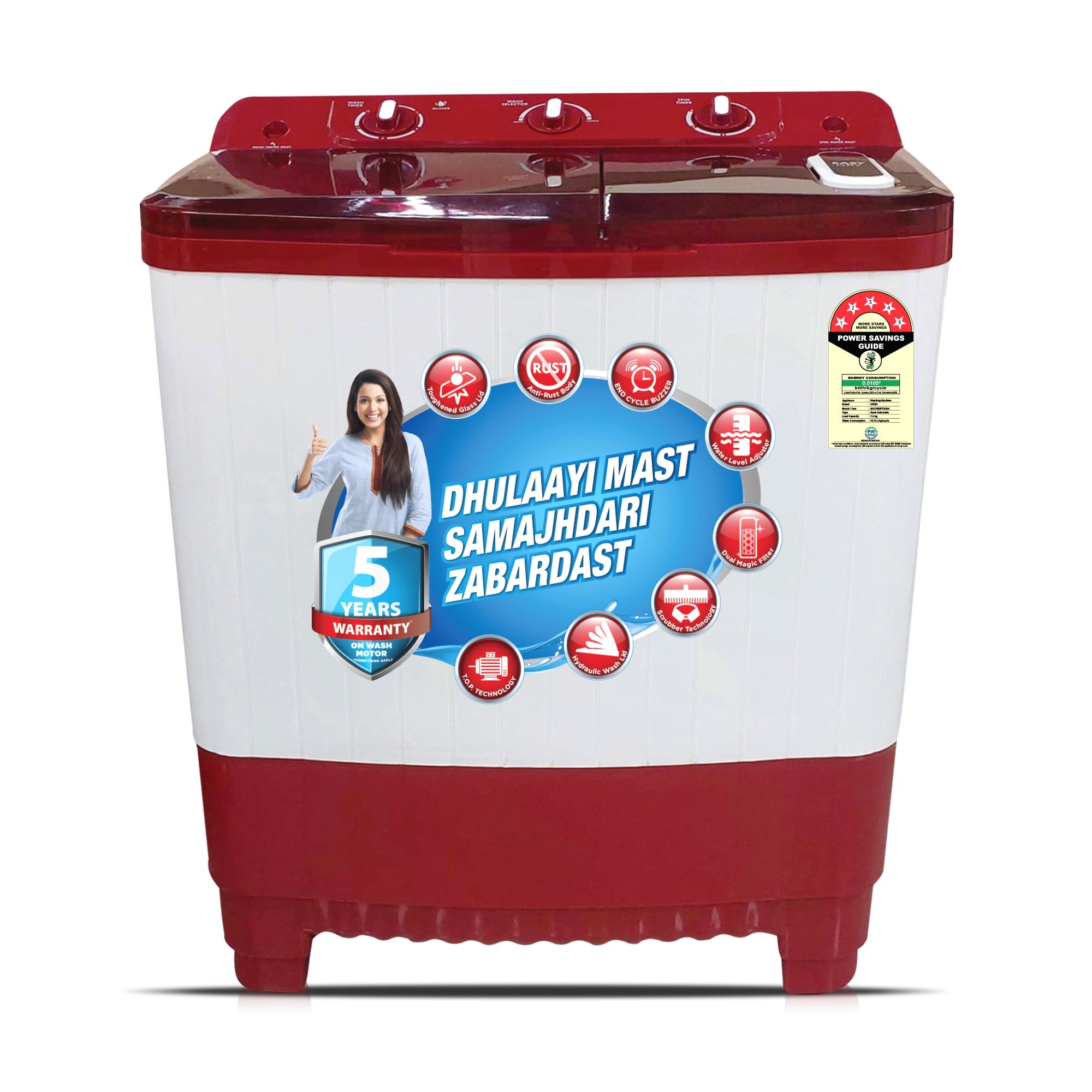 Intex 7.5 Kg Semi-Automatic Washing Machine SA75RDPT — Intex