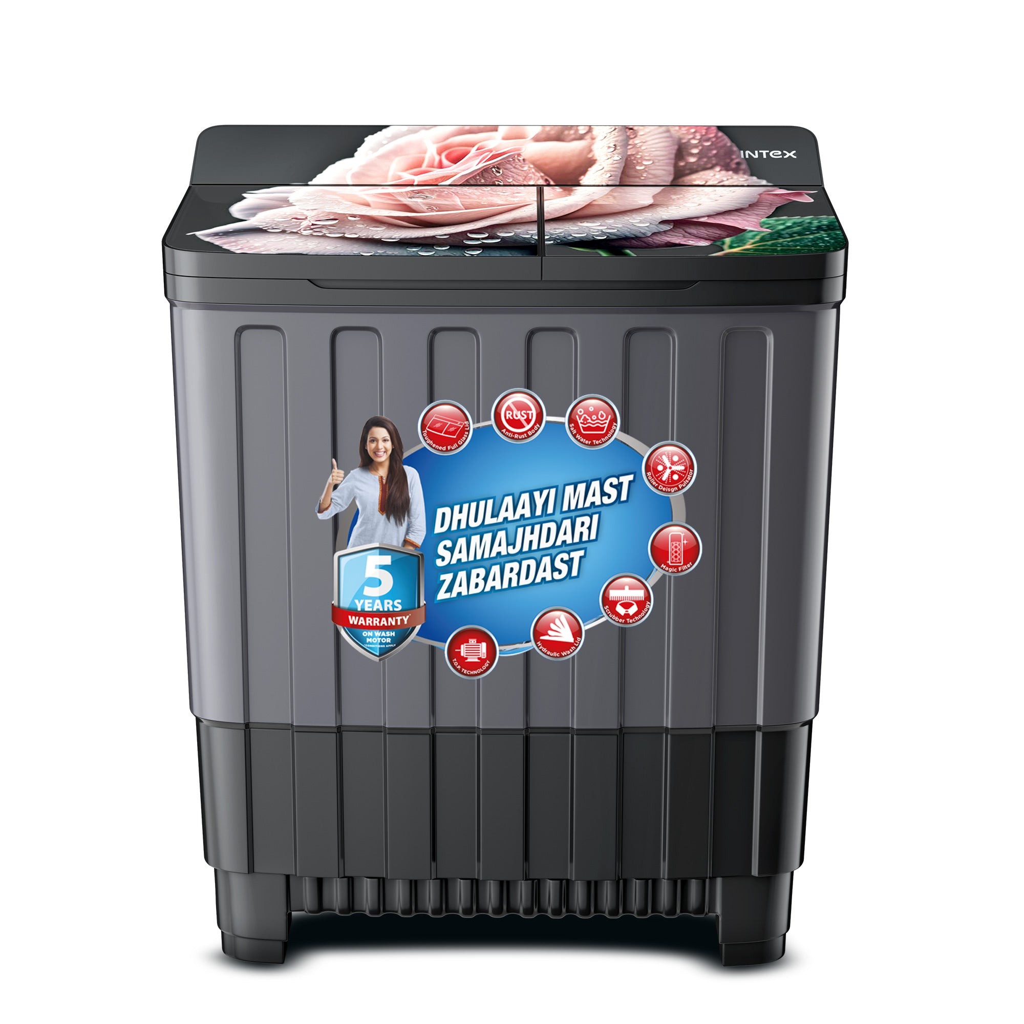Intex 8.5 Kg Semi-Automatic Washing Machine SA85BGFG — Intex