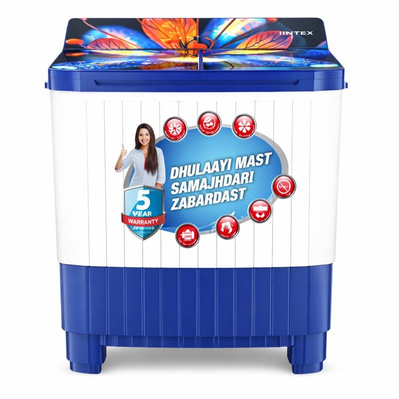 Intex 8 Kg Semi-Automatic Washing Machine SA80BWFG (Flower) — Intex