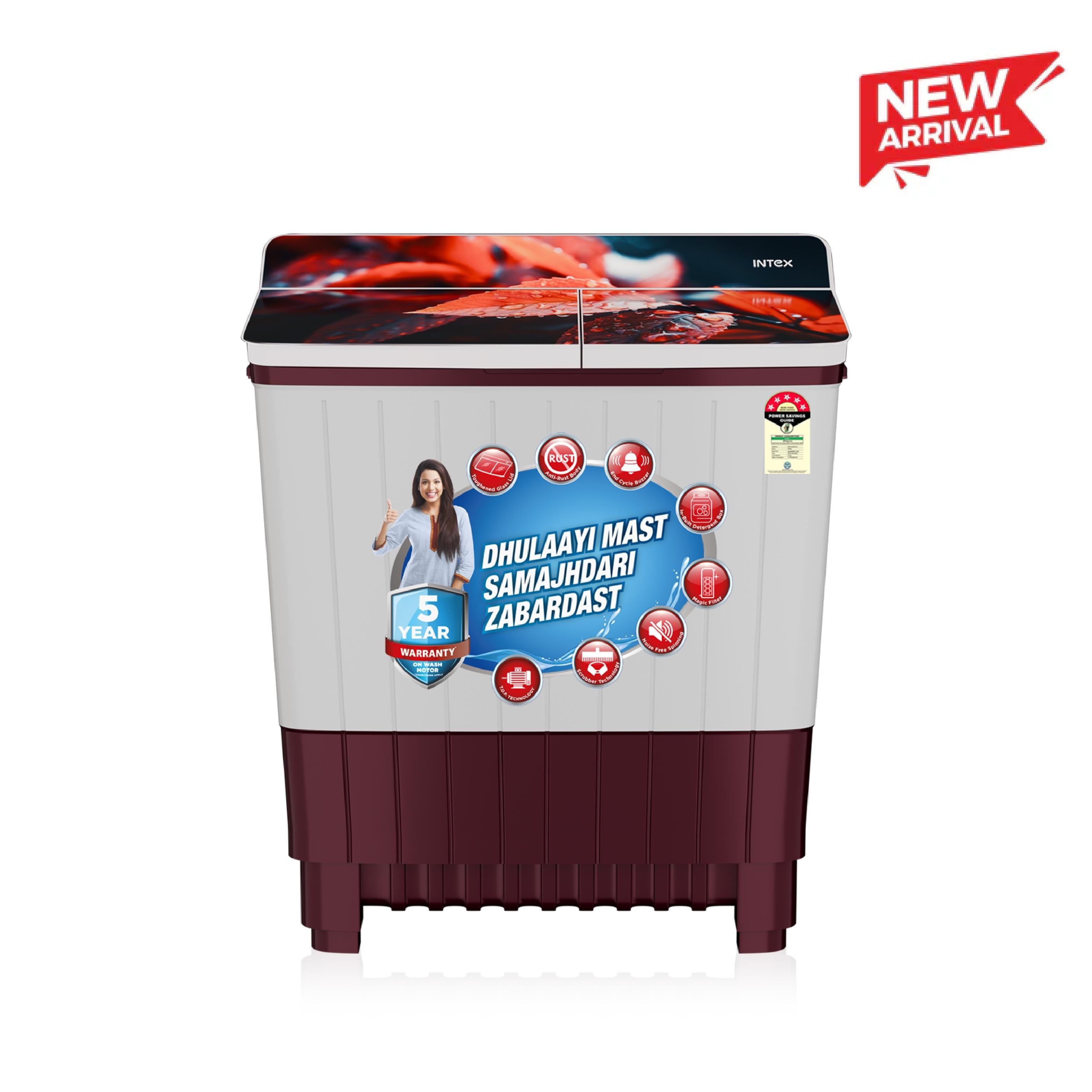 Intex 8 Kg Semi-Automatic Washing Machine SA80MWFG (Eco) — Intex