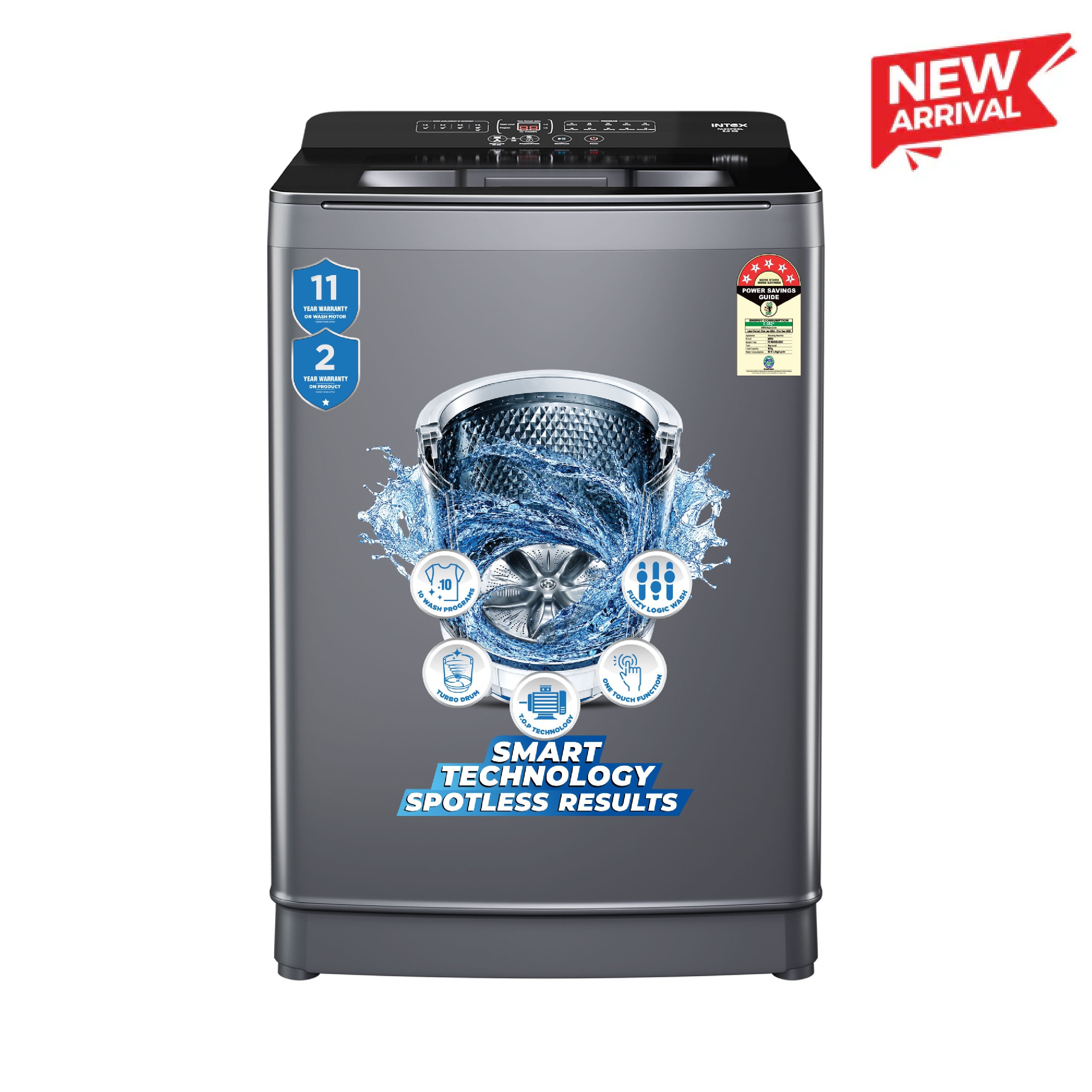 Intex 9 Kg Fully Automatic Top Load Washing Machine FA90PGGL (Fibre Body) — Intex