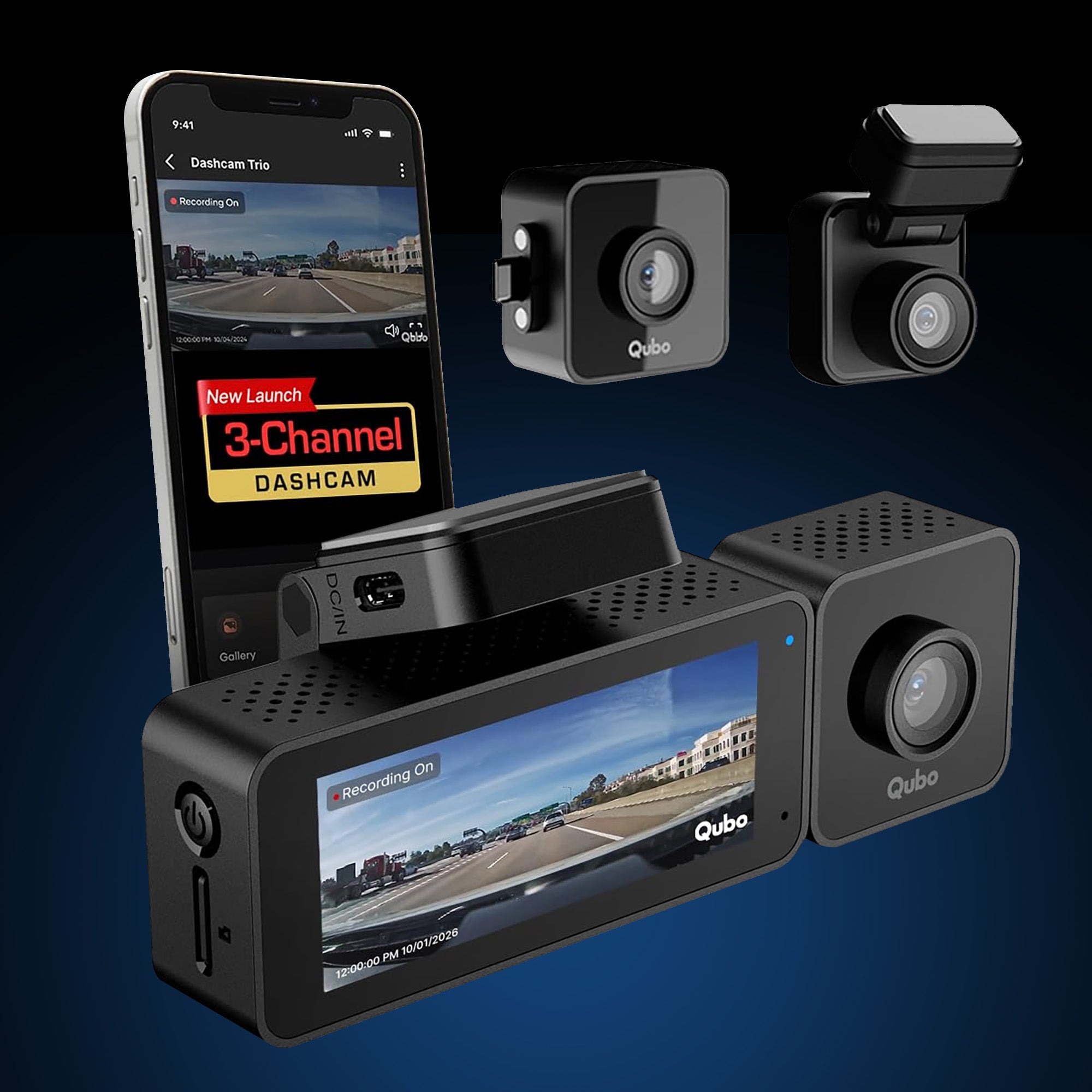 Dashcam 3-Channel Pro 2K (Trio) — Qubo